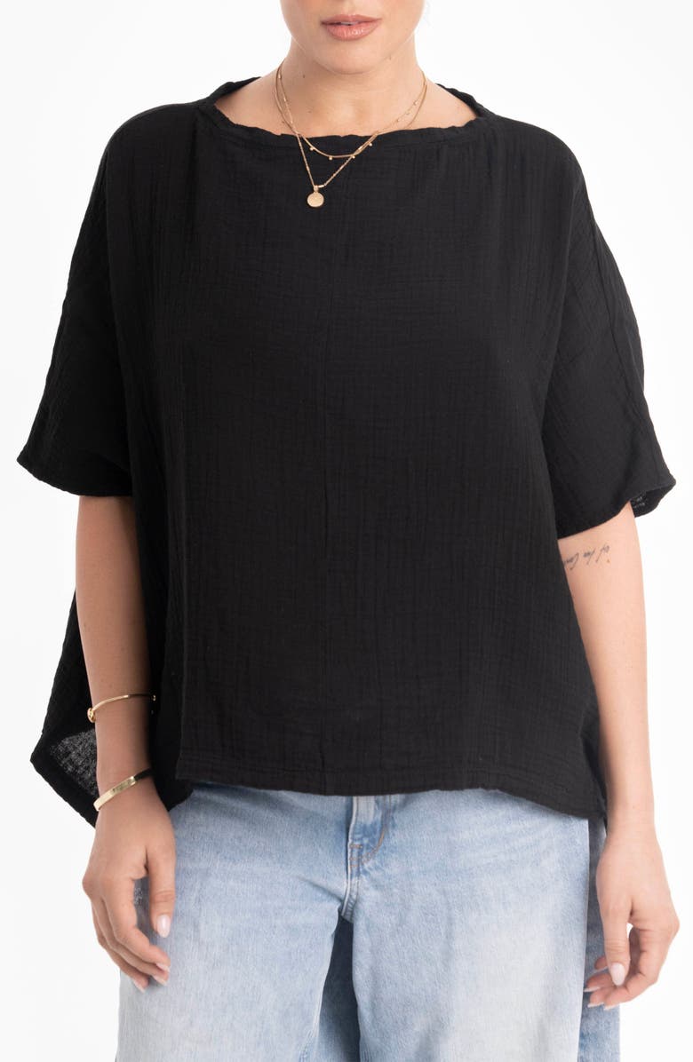 ocean+main Square Gauze Top, Alternate, color, Black