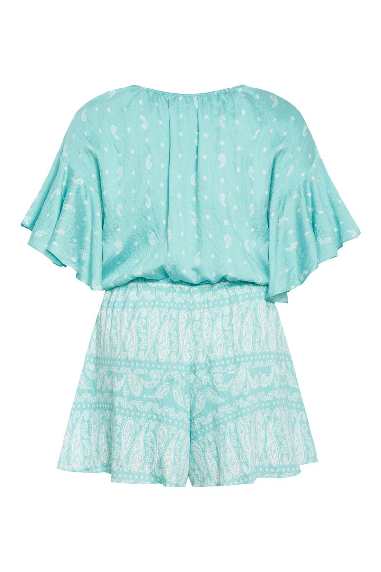 Harlow Paisley Flutter Sleeve Playsuit, Alternate, color, PAISLEY AQUA SKY