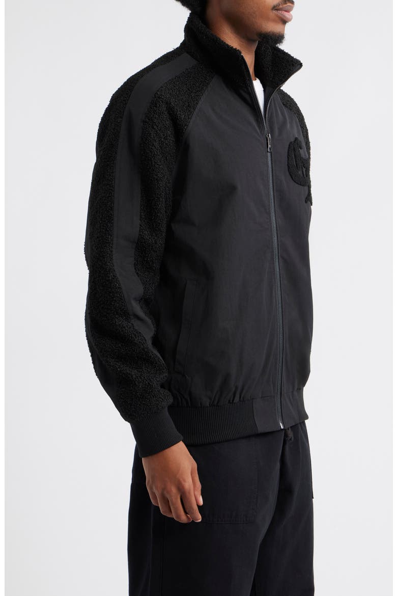 High Pile Fleece Track Jacket, Alternate, color, BLACK