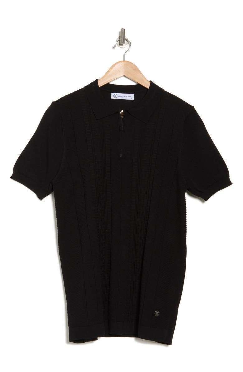 T.R. PREMIUM Textured Sweater Knit Zip Polo, Alternate, color, Black