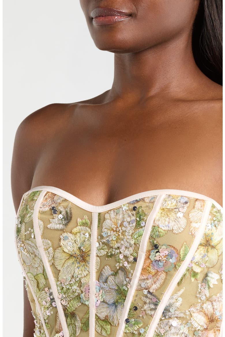 Sweetheart Embroidered Bustier, Alternate, color, CHAMPAGNE SPARKLE