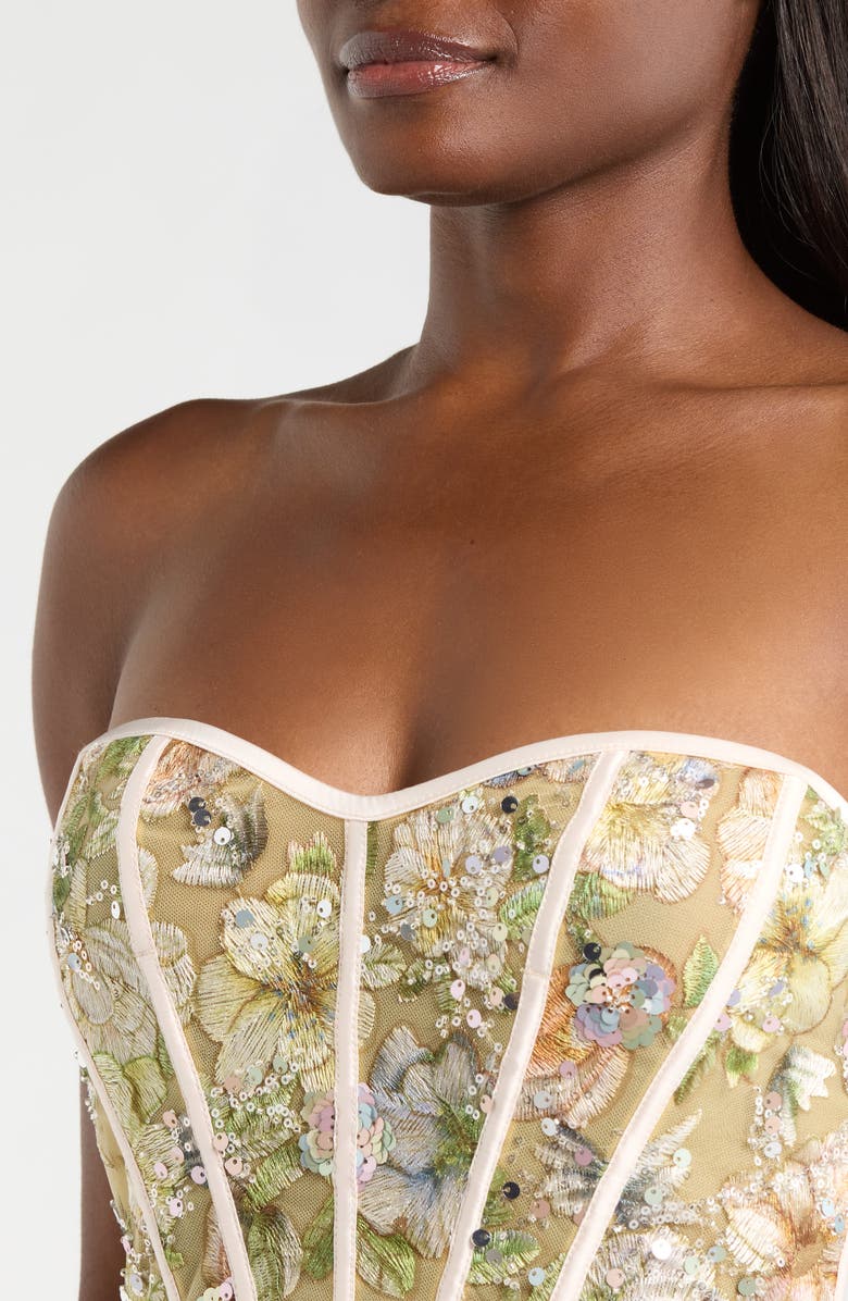 KILO BRAVA Sweetheart Embroidered Bustier, Alternate, color, Champagne Sparkle