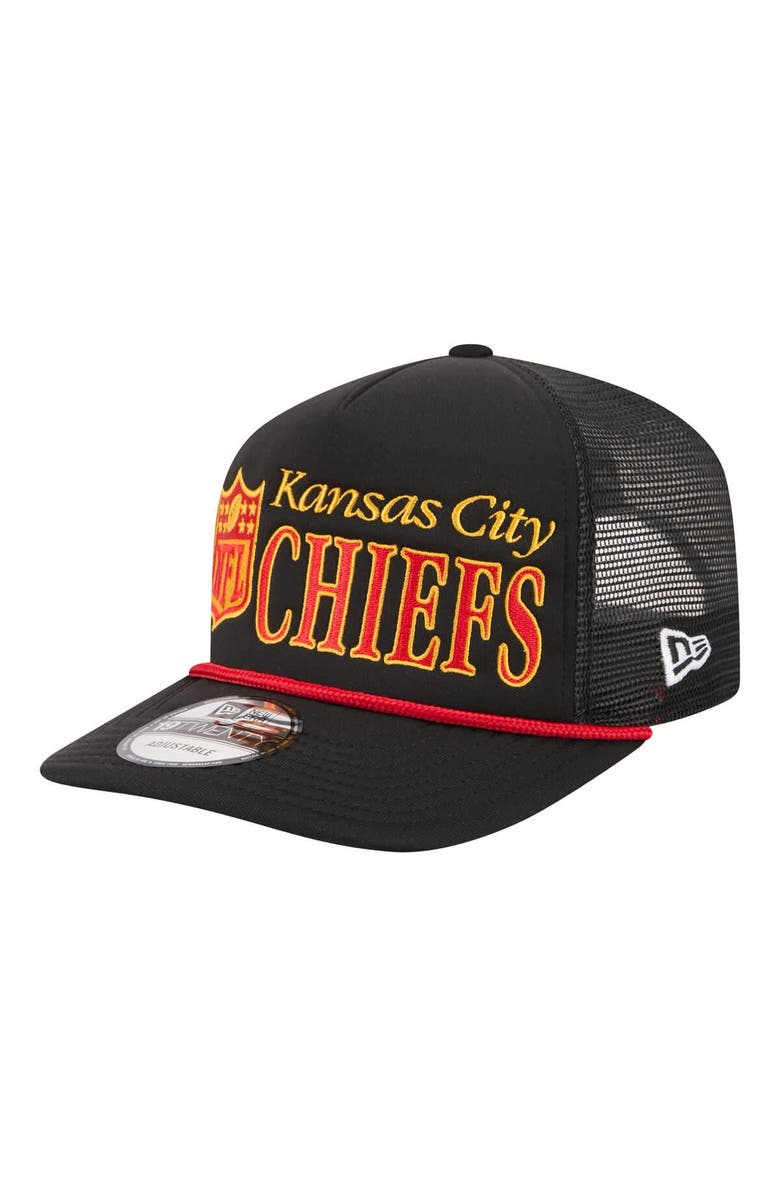 New Era Men's New Era Black Kansas City Chiefs Throwback Foam 19TWENTY Adjustable Hat, Alternate, color, Black