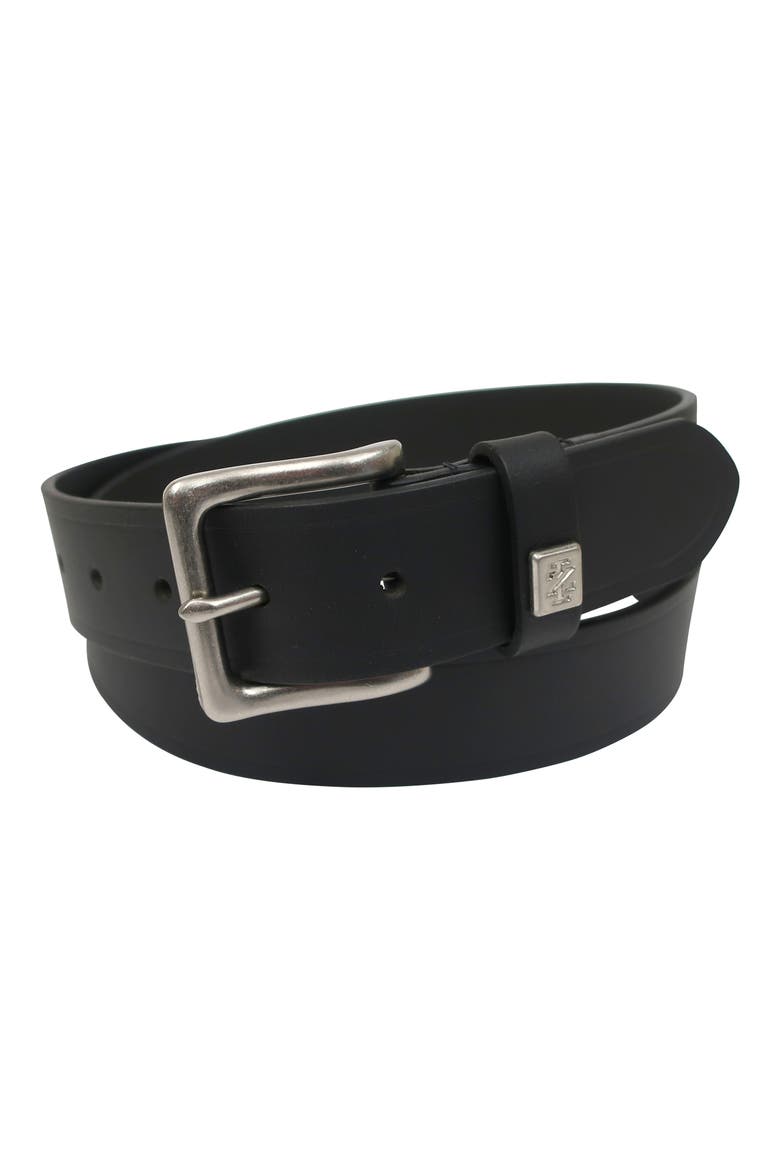 Cut Edge Leather Belt, Alternate, color, BLACK