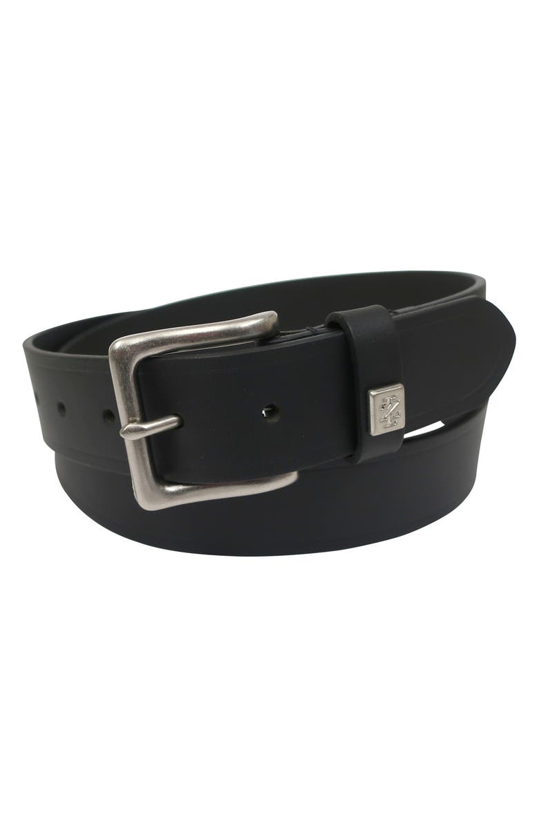 IZOD Cut Edge Leather Belt, Alternate, color, Black