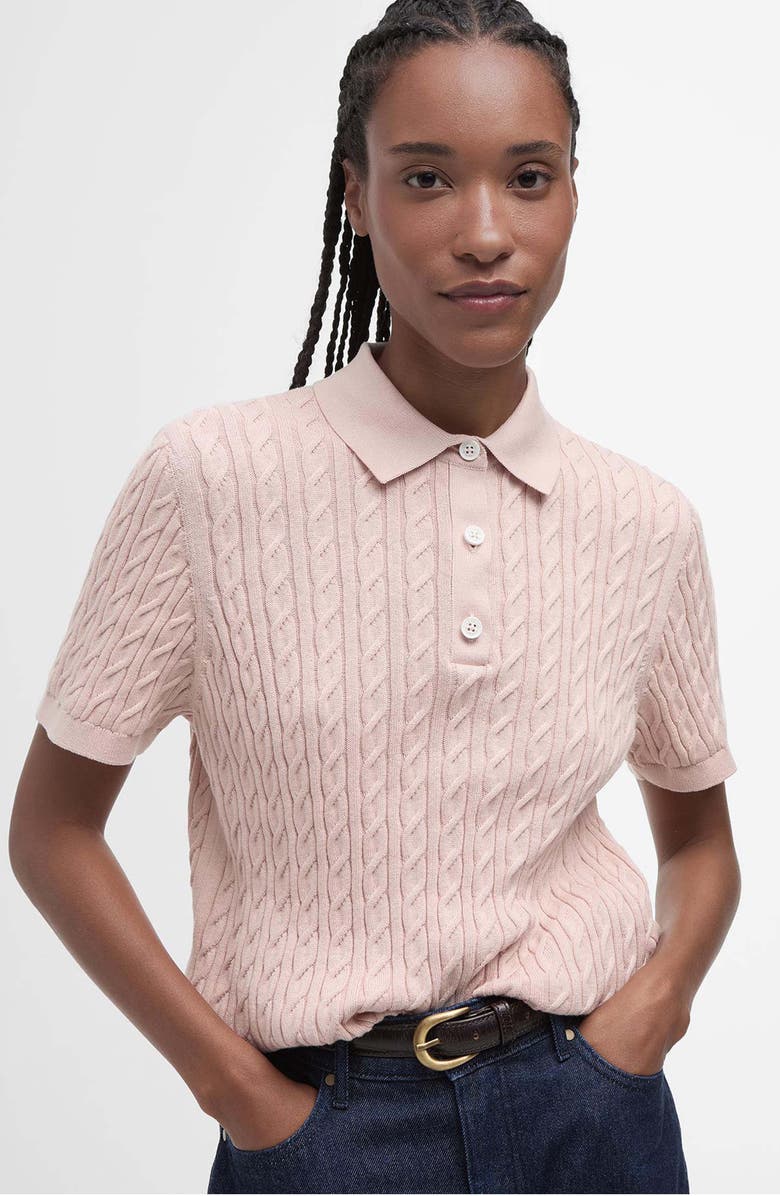 Barbour Hartland Cable Stitch Polo, Alternate, color, Primrose Pink