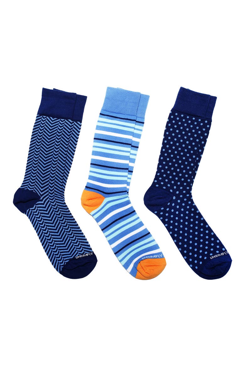 Assorted 3-Pack of Crew Socks, Main, color, BLUE MULTI