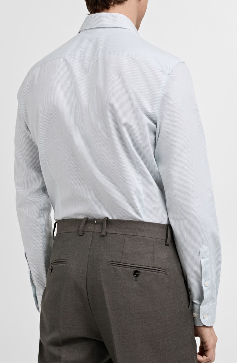 MANGO Stripe Cotton Button-Up Shirt, Alternate, color, Blue