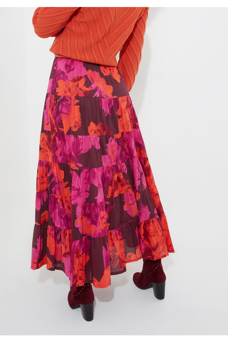 Tiered Midi Skirt, Alternate, color, BLOOMING FLORAL