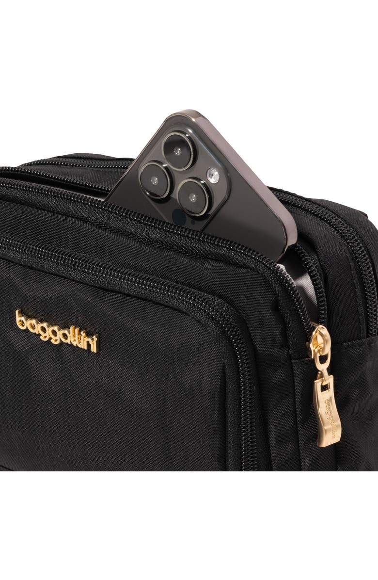BAGGALLINI Trifecta RFID Wallet Crossbody Bag, Alternate, color, Black With Gold Hardware