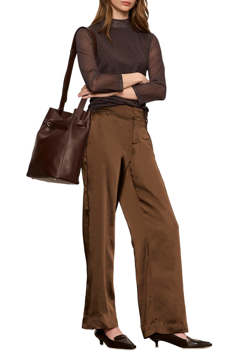 Spotlight Satin Pants, Alternate, color, ESPRESSO BROWN MARTINI