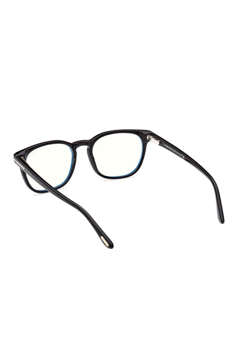 53mm Square Blue Light Blocking Glasses, Alternate, color, SHINY BLACK
