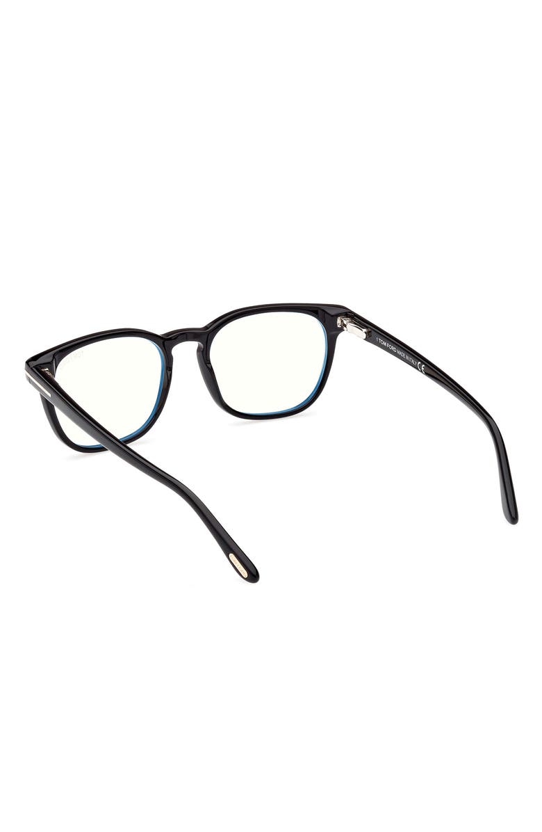 TOM FORD 53mm Square Blue Light Blocking Glasses, Alternate, color, Shiny Black