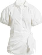 Caslon® Tie Detail Balloon Sleeve Button-Up Shirt