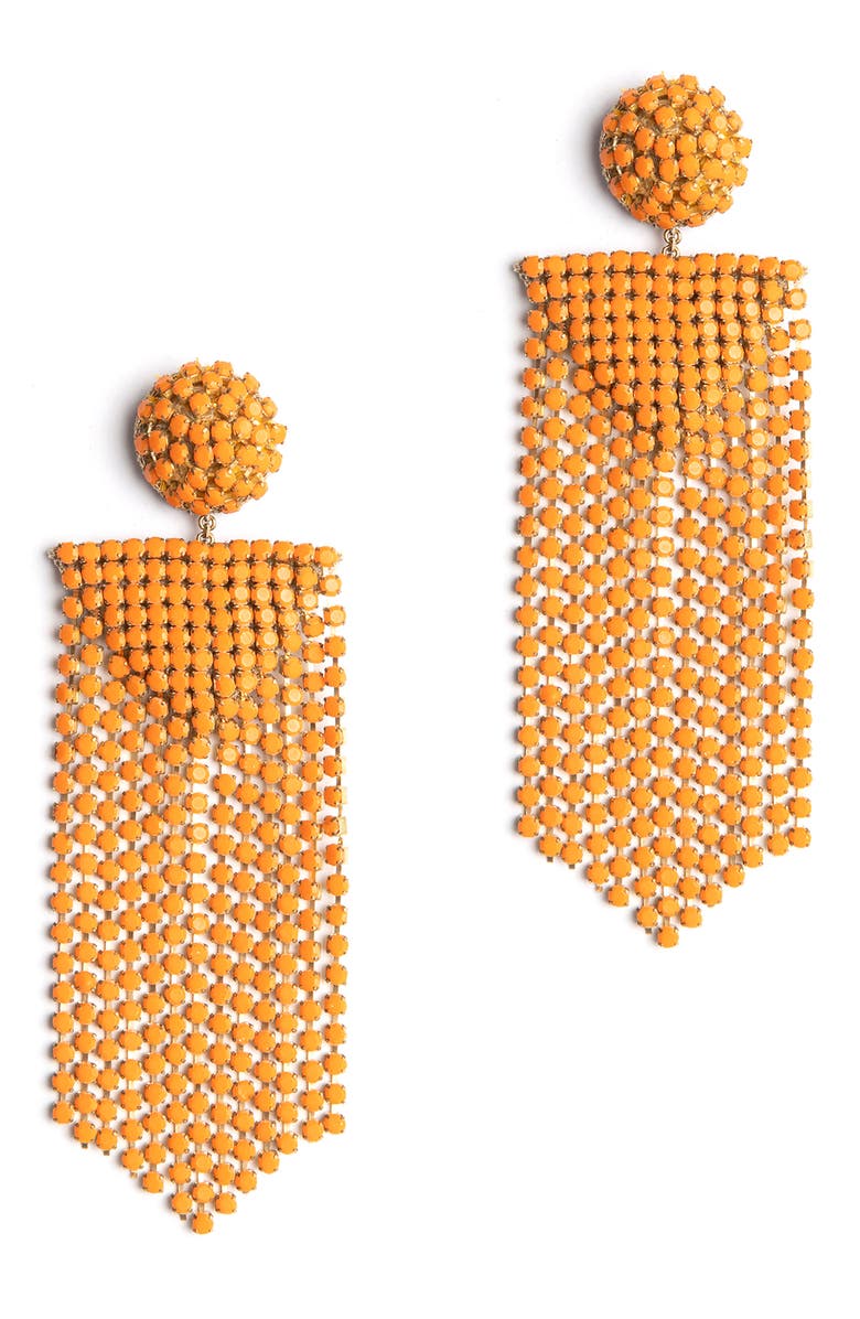 Deepa Gurnani Fanning Drop Earrings, Main, color, Orange