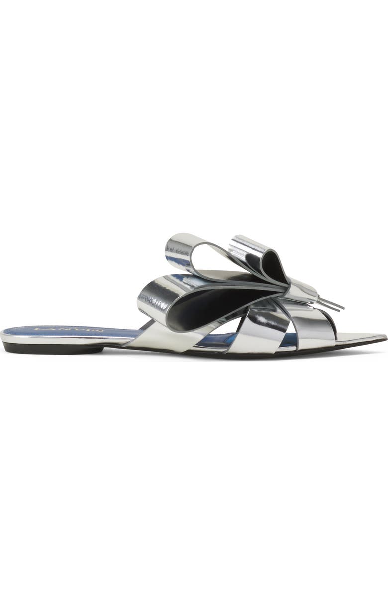 Lanvin Cadeau Mule Flats In Metallic Leather, Main, color, Silver