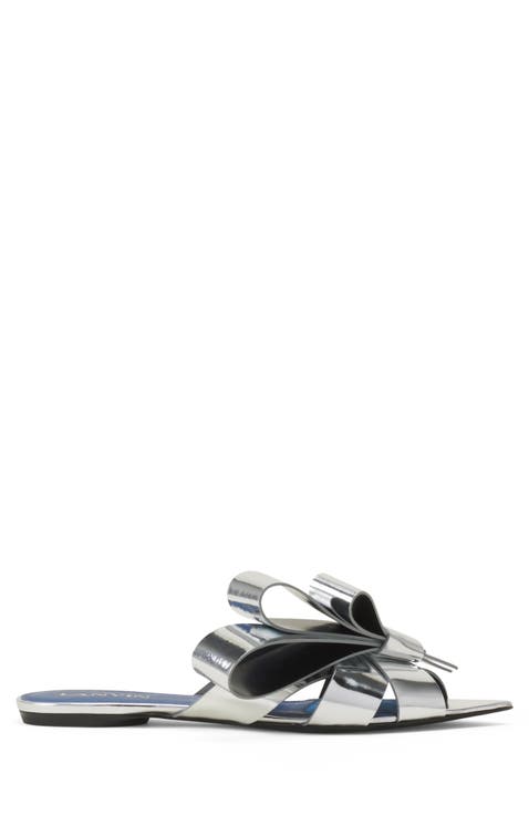 Cadeau Mule Flats In Metallic Leather