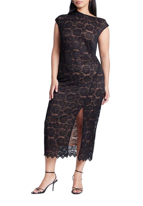 Lace Fitted Midi Dress (Plus Available)