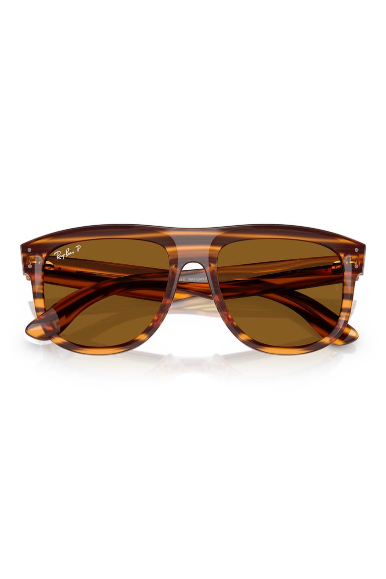 56mm Polarized Square Sunglasses, Alternate, color, STRIPED HAVANA