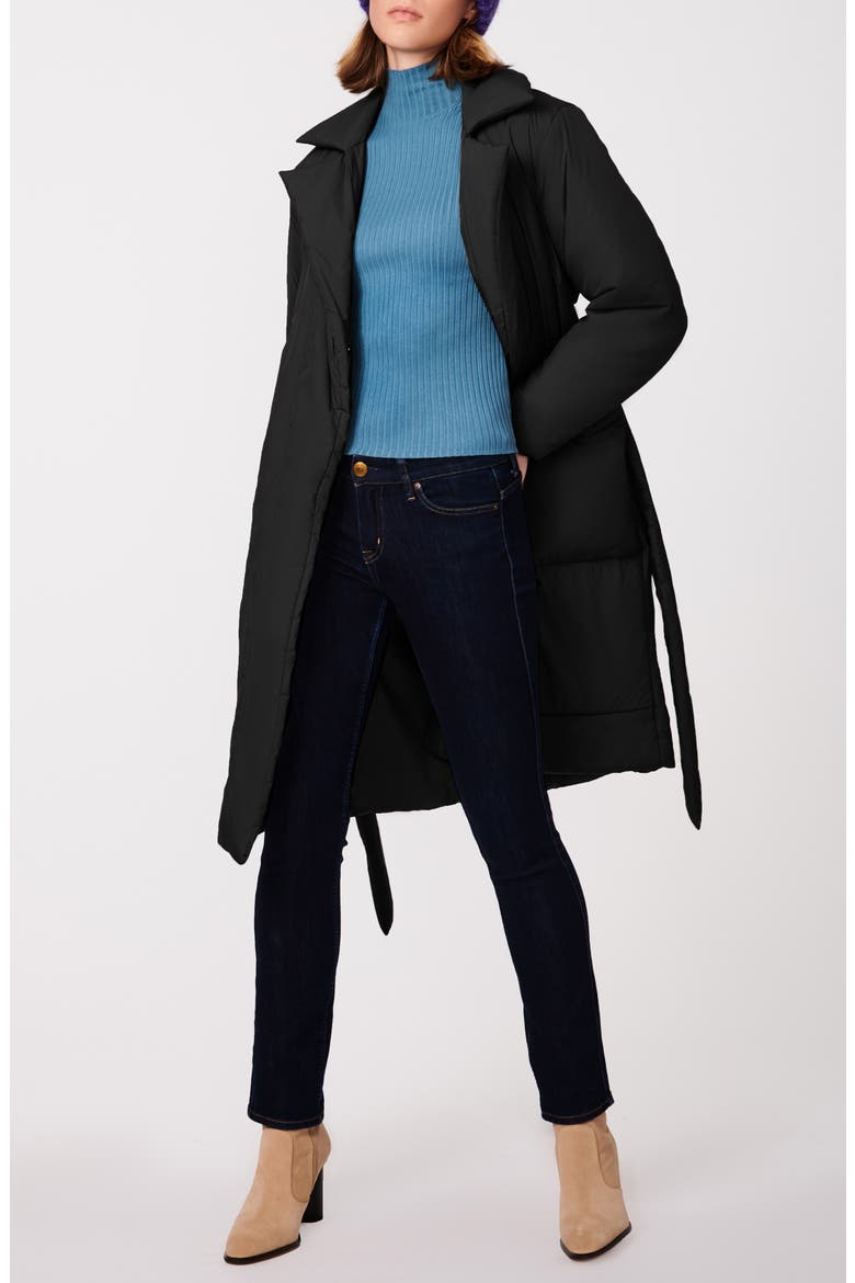Recycled Puffer Trench Coat, Alternate, color, BLACK