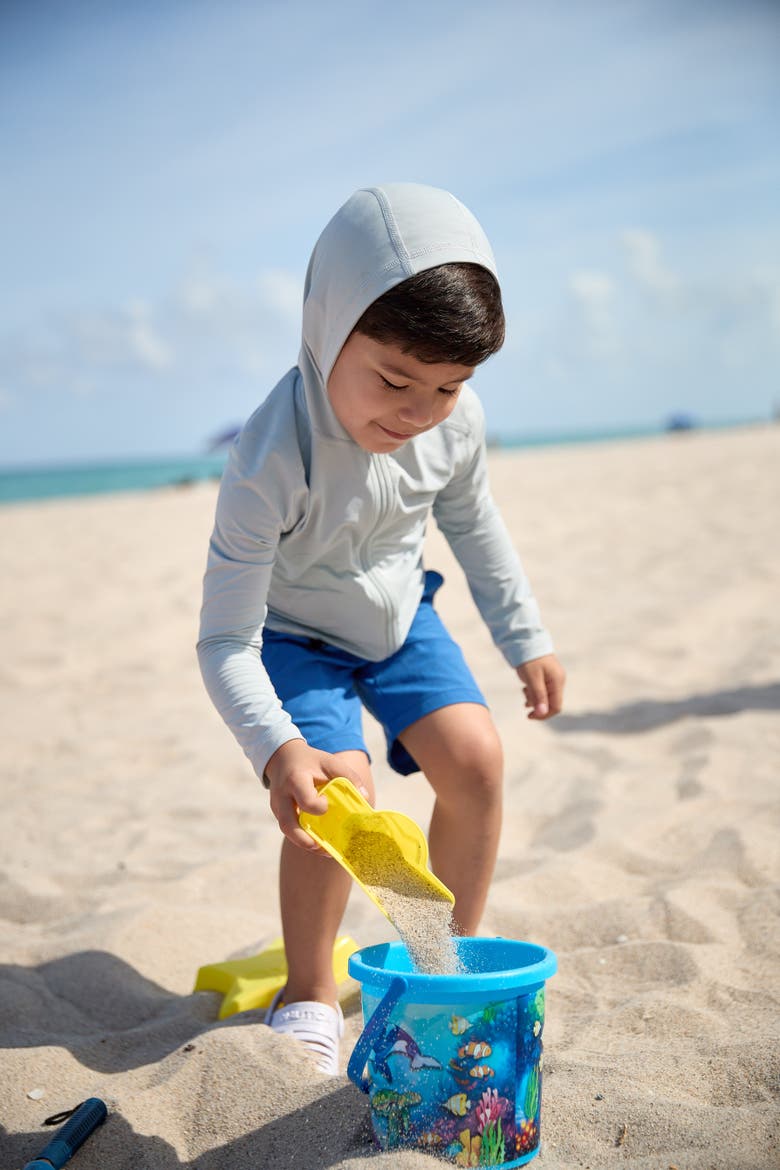 Toddler's Long Sleeve Full Zip Hoodie Top with Sun and UV Protection, Alternate, color, Soft Gray