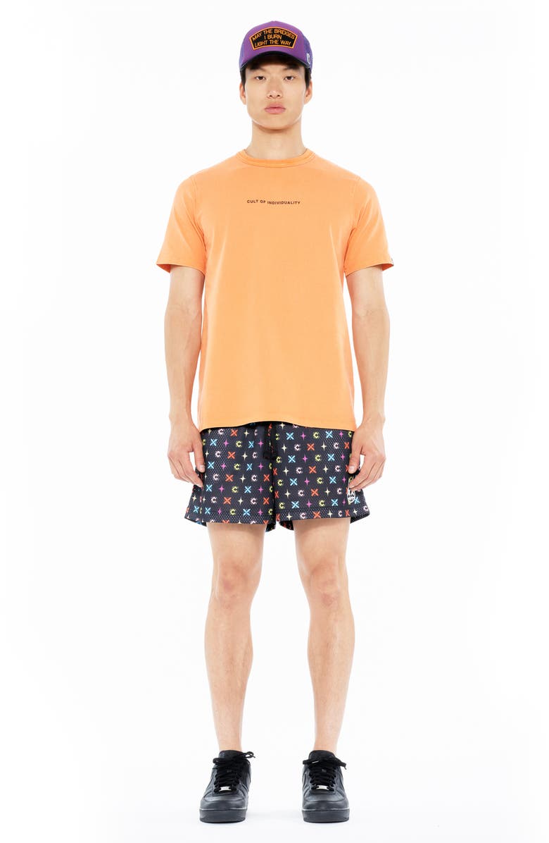 Cult of Individuality Logo Mesh Shorts, Alternate, color, Repeat Pattern Black