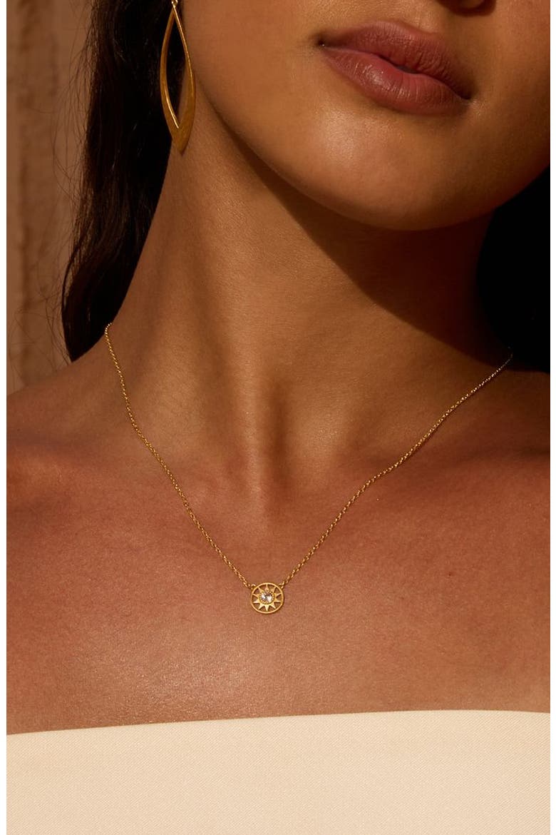 New Day White Topaz Sun Necklace, Alternate, color, Gold