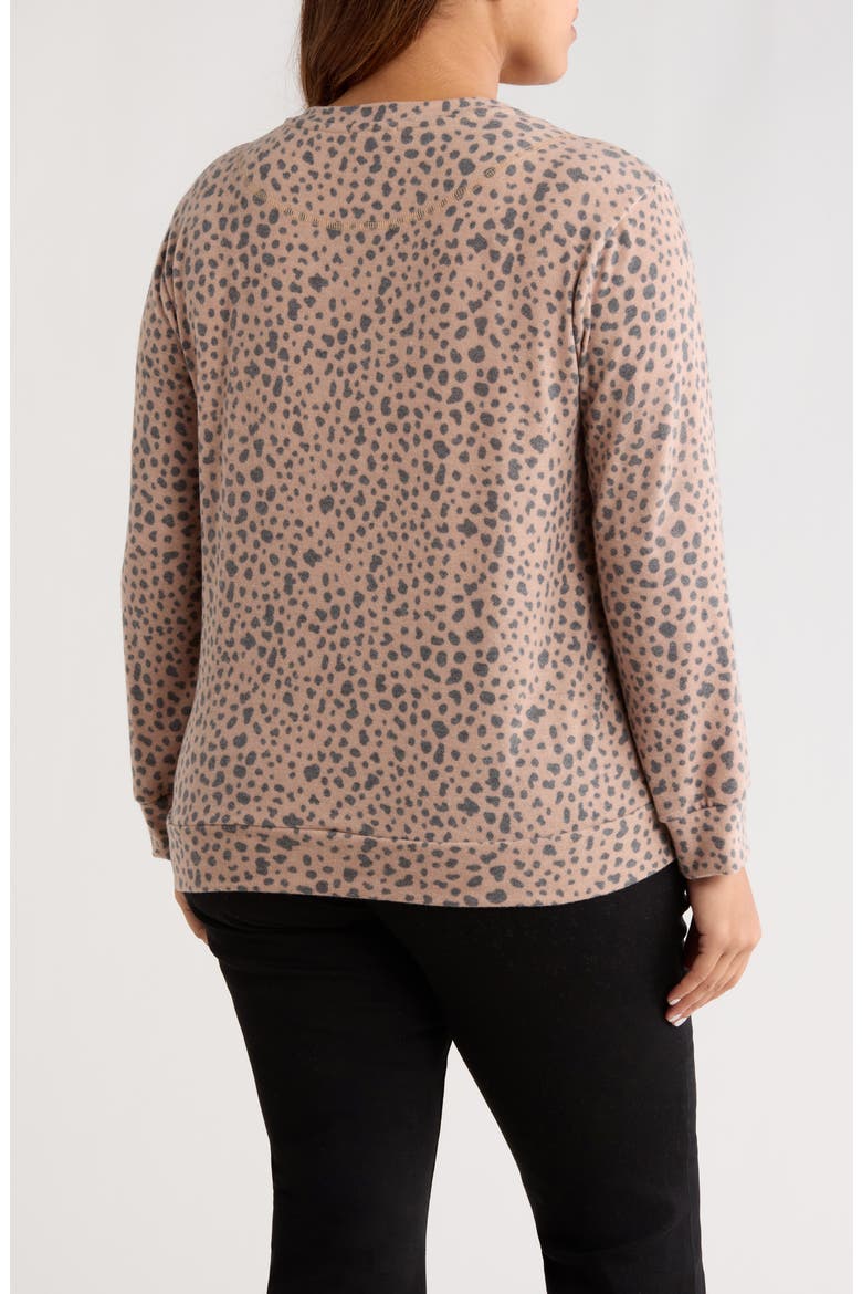 Brushed Animal Print Long Sleeve Crewneck Top, Alternate, color, BLUSH/ CHARCOAL