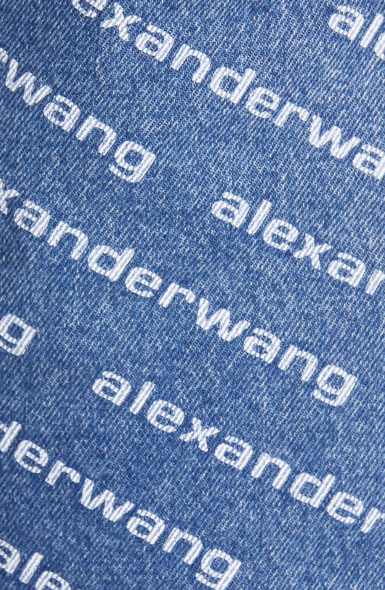 Alexander Wang Bite Logo High Waist Cutoff Denim Shorts, Alternate, color, Deep Blue/White