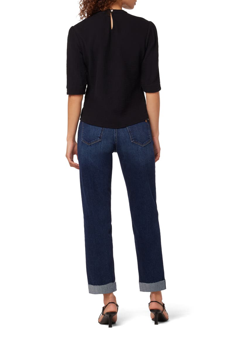Shira Puff Sleeve Cotton Top, Alternate, color, JET BLACK