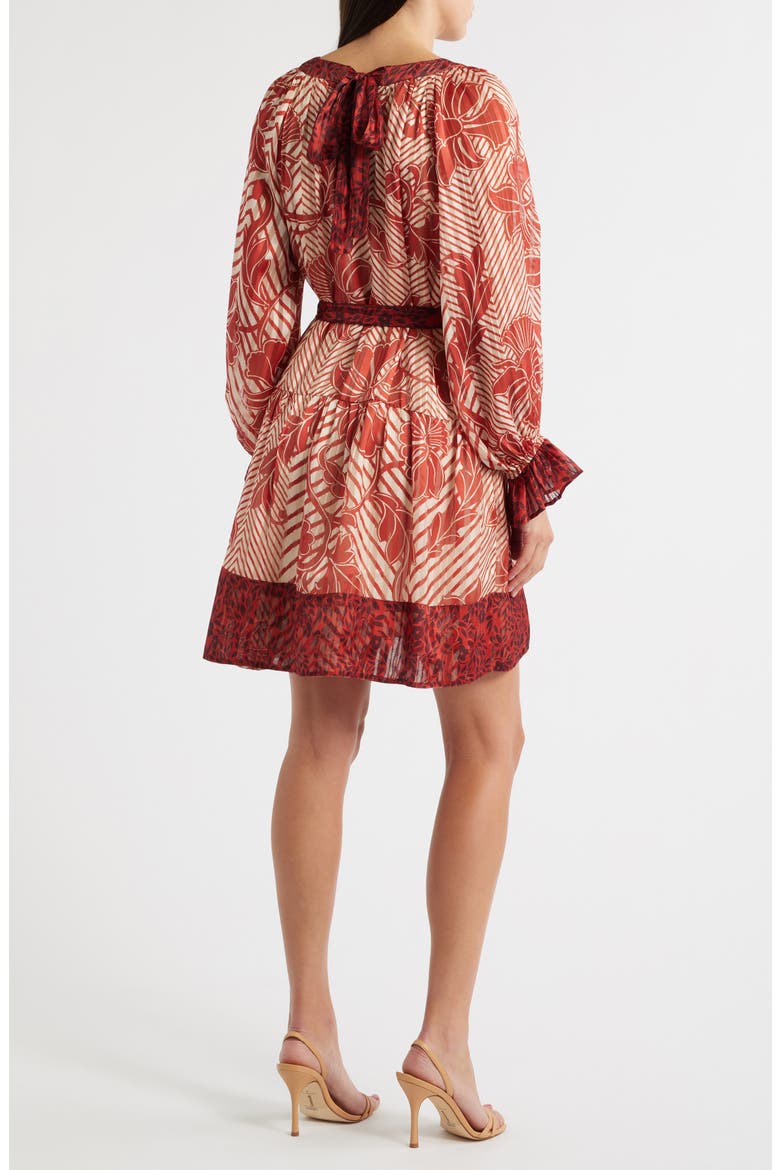 Kiki Tie Belt Long Sleeve Dress, Alternate, color, RED