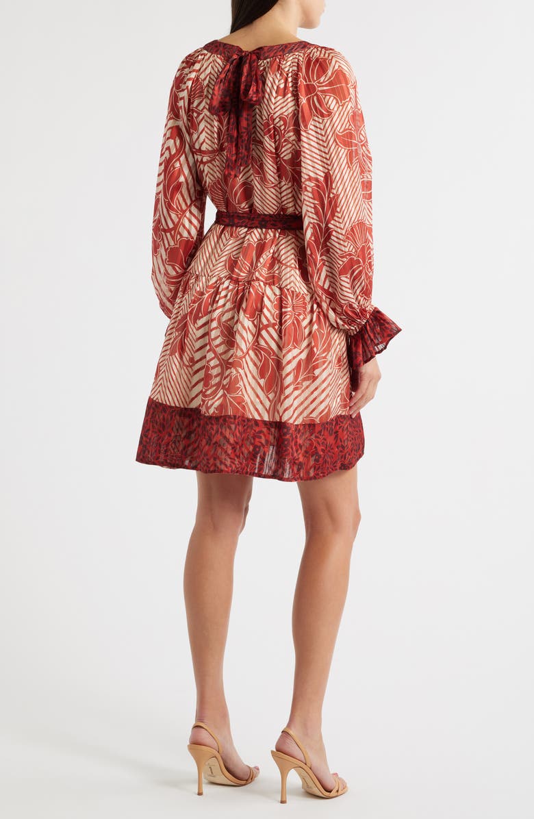 CIEBON Kiki Tie Belt Long Sleeve Dress, Alternate, color, Red