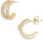 NORDSTROM RACK Cubic Zirconia Double Row Huggie Hoop Earrings