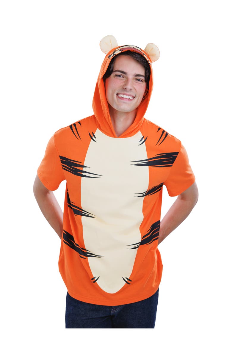 Winnie The Pooh Short Sleeve Hooded T-shirt, Alternate, color, Tigger Striped Orange