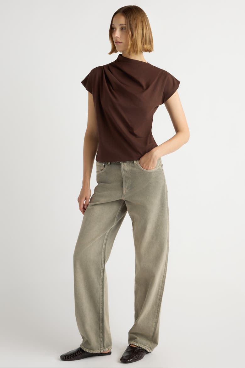 Kenny Asymmetric-Neck Tee, Alternate, color, Brown