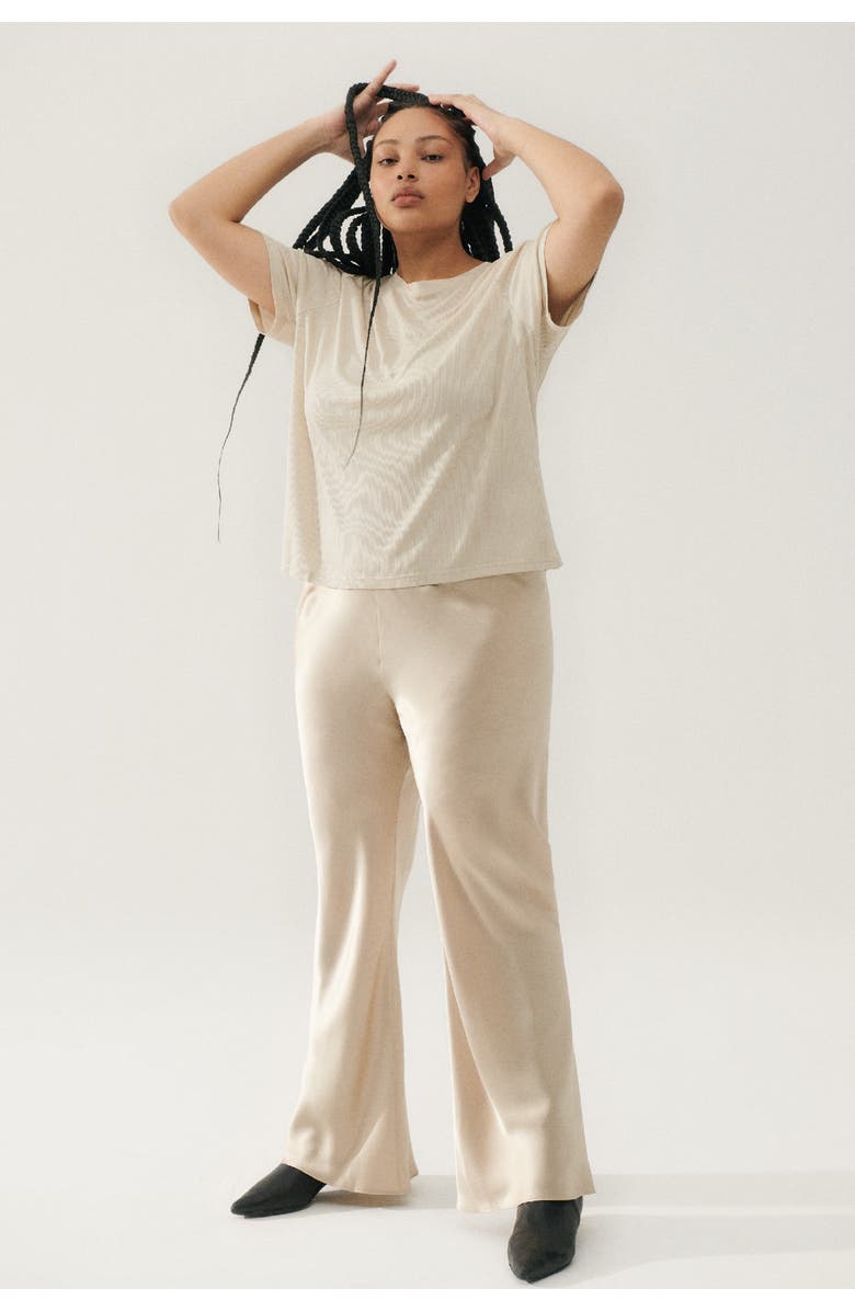 SILK LAUNDRY BIAS CUT PANTS HAZELNUT, Main, color,