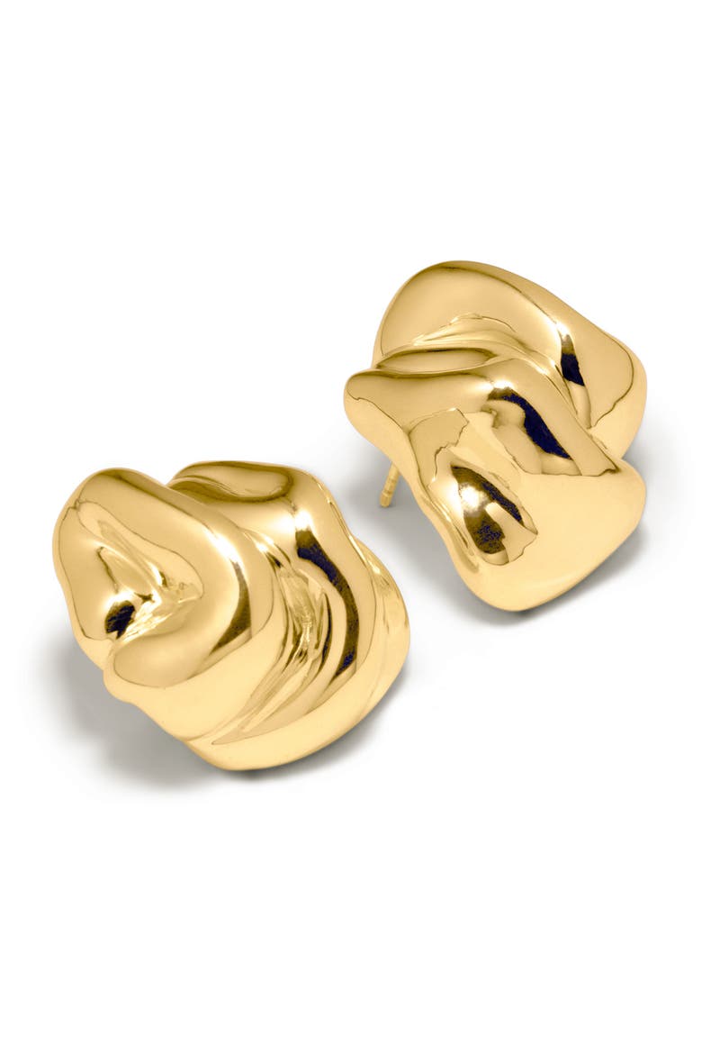 Sculptural Inflated Stud Earrings, Alternate, color, 18CT GOLD PLATED