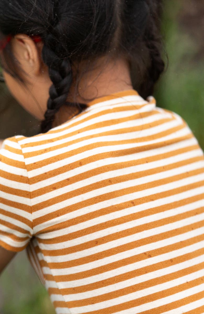 Little Green Radicals Kids' Stripe Organic Cotton Pocket T-Shirt, Alternate, color, Gold