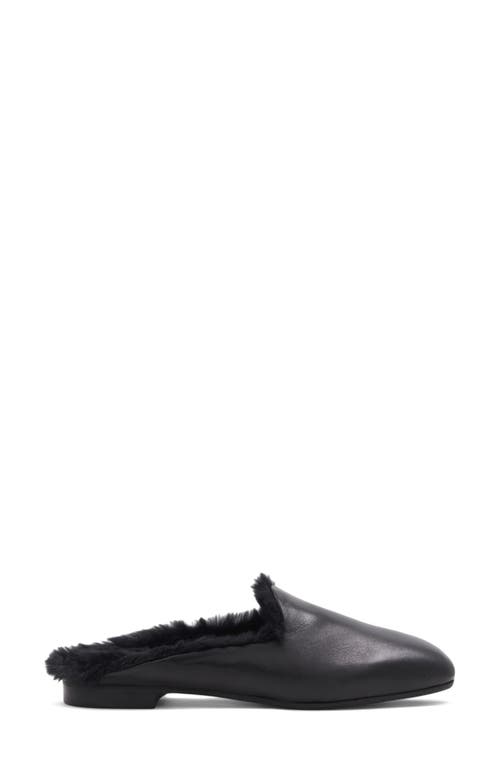 Aquatalia Rosabella Faux Fur Lined Leather Mule In Black