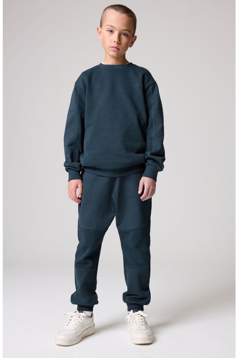 Kids' Waffle Knit Sweatshirt & Joggers Set, Alternate, color, NAVY