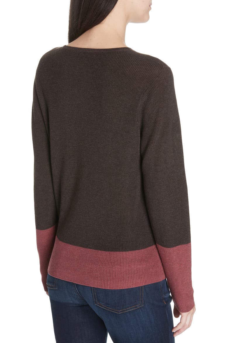 Colorblock Tencel® Lyocell & Silk Sweater, Alternate, color, CLOVE