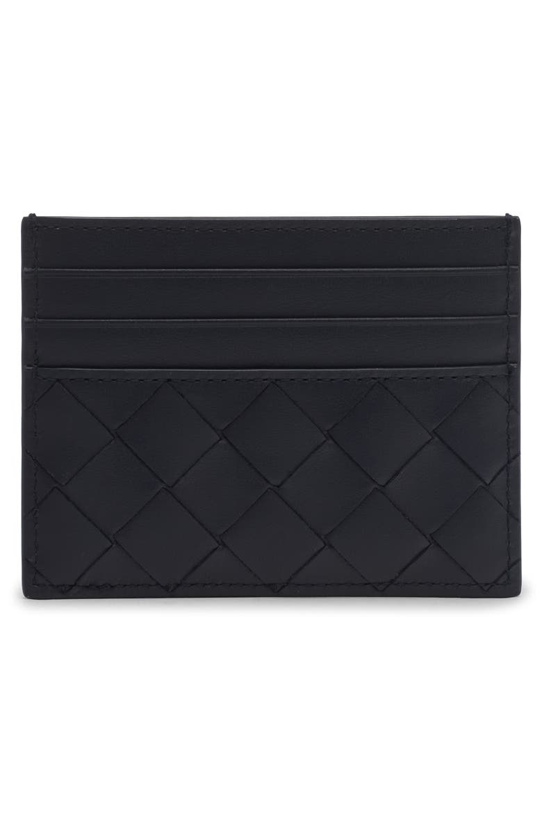 Intrecciato Leather Card Holder, Alternate, color, 4112 MIDNIGHT-TAXI