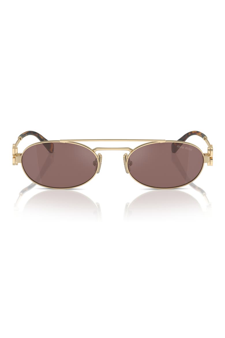 53mm Oval Sunglasses, Main, color, PALE GOLD / BROWN MIRROR SILVER INT