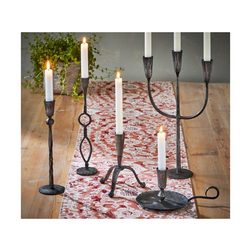Tag Cody Black Metal Trident Taper Candlestick Holder Set In Black