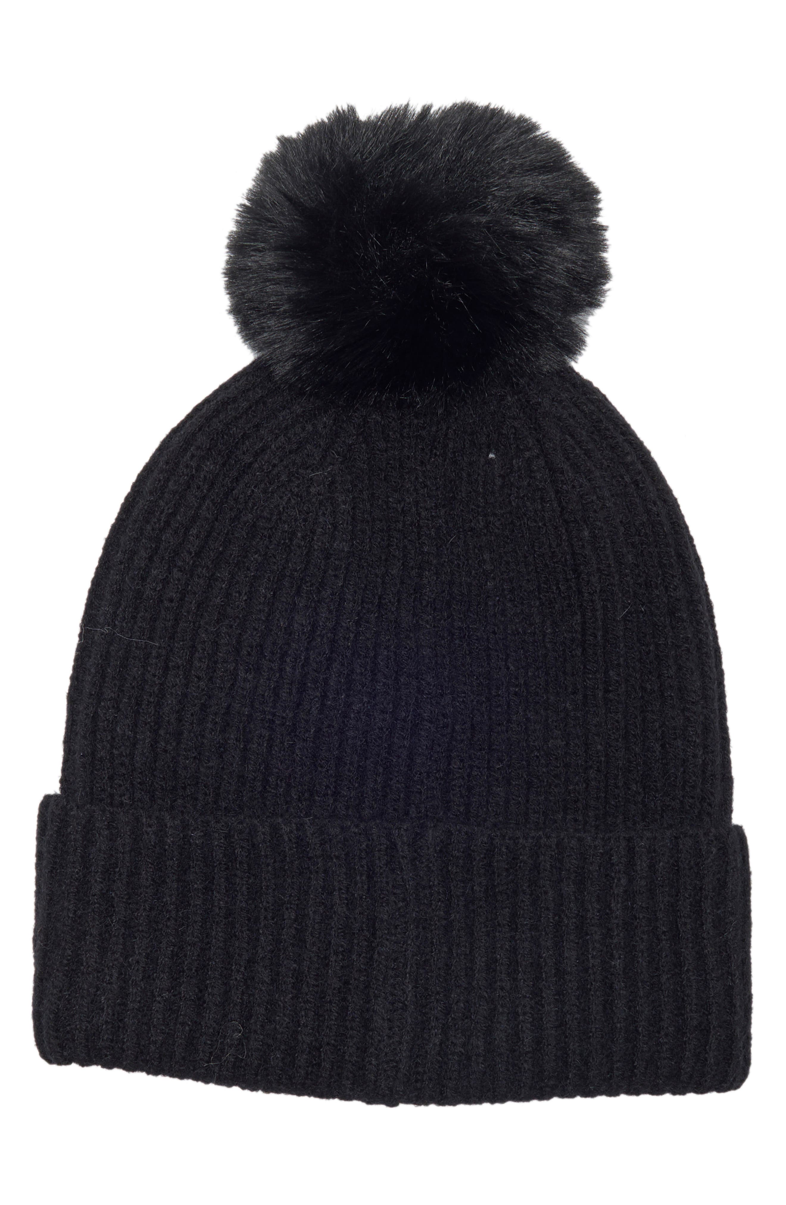 Square Stud Pom Beanie