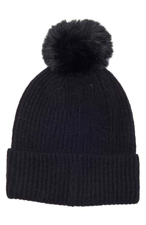 Square Stud Pom Beanie