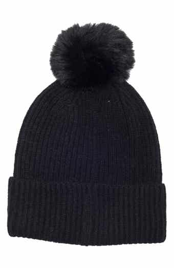 Square Stud Pom Beanie