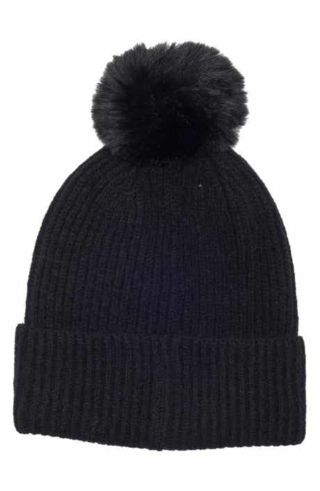 Square Stud Pom Beanie