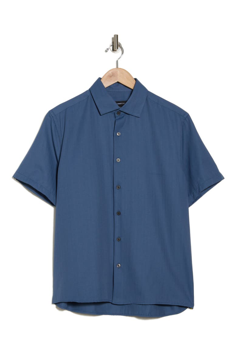 Baylor Cotton Short Sleeve Button-Up Shirt, Alternate, color, BERING SEA