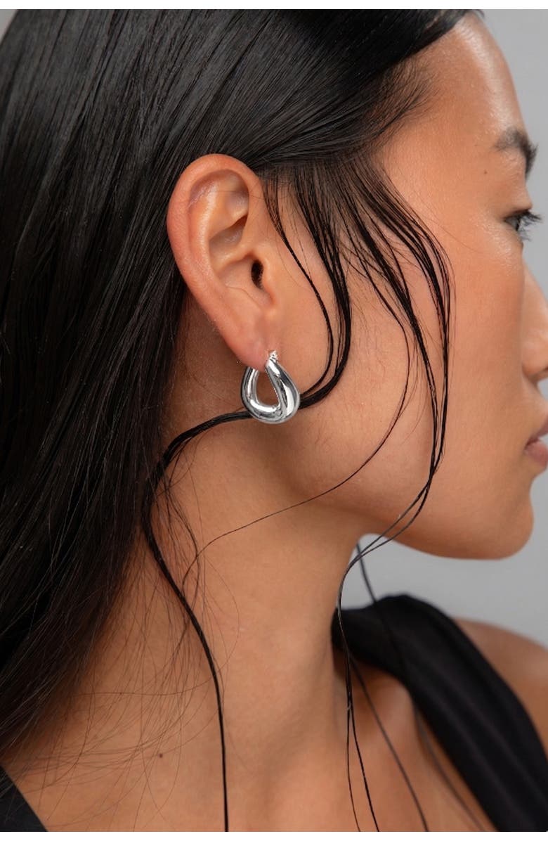 YOJ Falin Midi Chubby Hoop Earrings in Silver, Alternate, color, Silver